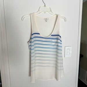Joie 100% silk Off White and blue striped blouse / Shell, Small